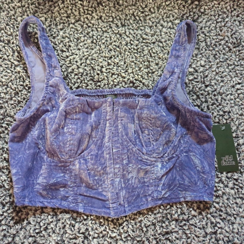lilac wild fable velvet crop top size L